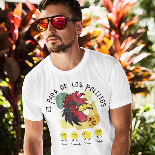 2021 Camiseta de manga corta unisex (Personalizada) Para El Día del Padre 2021- El Papá de Los Pollitos T-Shirt White S