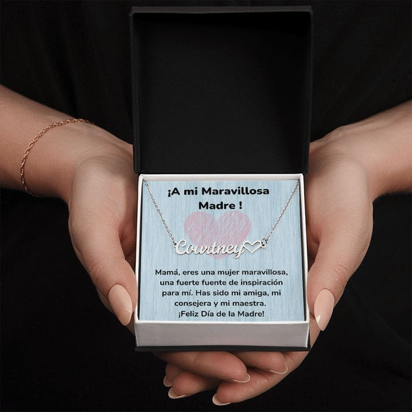 ¡A mi Maravillosa Madre ! - Collar Personalizado Con Nombre Corazón - Mamá Jewelry/NameNecklaceHeart ShineOn Fulfillment Acero inoxidable pulido Standard Box 