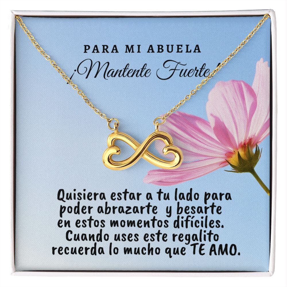 Collar con tarjeta con mensaje para mi Abuela: Mantente Fuerte! Jewelry 18k Yellow Gold Finish