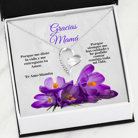 Collar para la Mamá: Gracias Mamá - Regalo perfecto - Collar Forever Love 14K Jewelry/ForeverLove