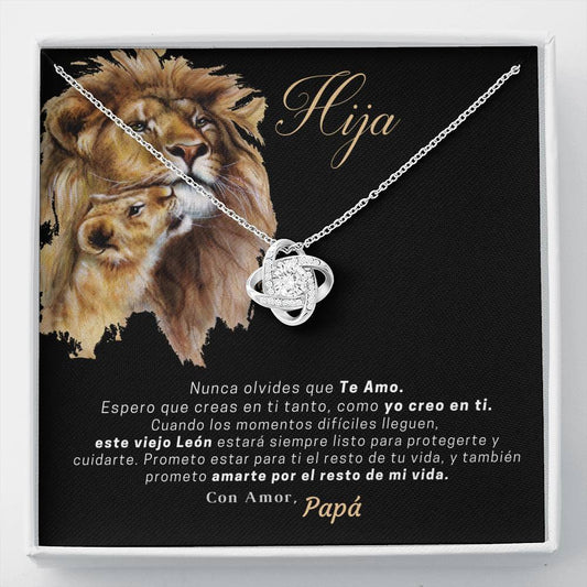 Collar para Regalar de Papá a Hija. Collar Nudo con Piedra. Personalízalo con los nombres. Jewelry/LoveKnot 14K White Gold Finish