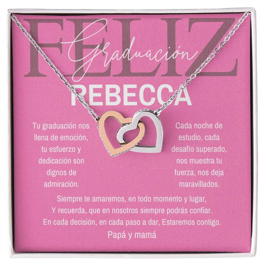 Ecos de Amor y Éxito: Collar de Corazones para Una Graduación Inolvidable - Collar Corazones Entrelazados Jewelry/InterlockingHearts Acero Inoxidable Pulido & Acabado en Oro Rosa. Standard Box