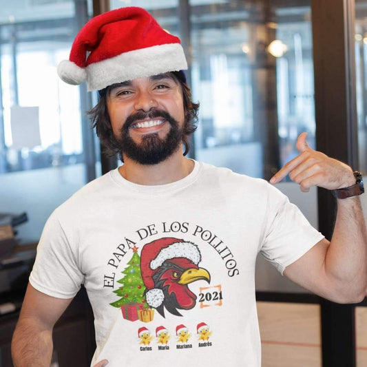 El Papá de Los Pollitos Navidad 2021 Camiseta de manga corta unisex (Personalizada) T-Shirt White S