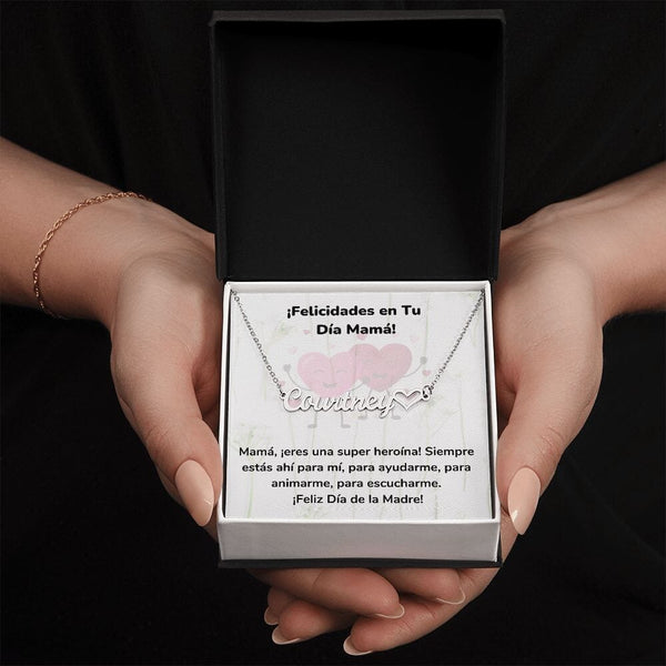 ¡Felicidades en Tu Día Mamá! - Collar Personalizado Con Nombre Corazón - Mamá Jewelry/NameNecklaceHeart ShineOn Fulfillment Acero inoxidable pulido Standard Box 