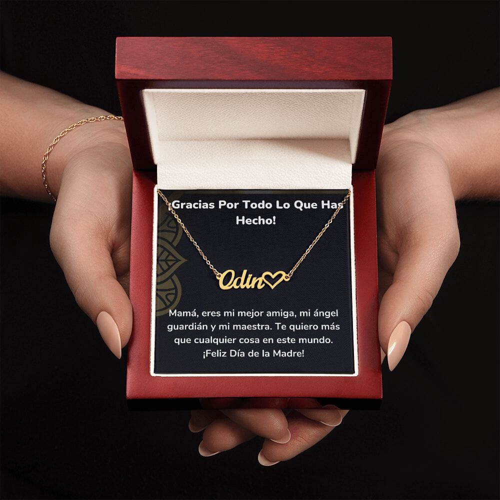 ¡Gracias Por Todo Lo Que Has Hecho! - Collar Personalizado Con Nombre Corazón - Mamá Jewelry/NameNecklaceHeart ShineOn Fulfillment <p>Acabado en Oro Amarillo de 18 quilates</p> Luxury Box 