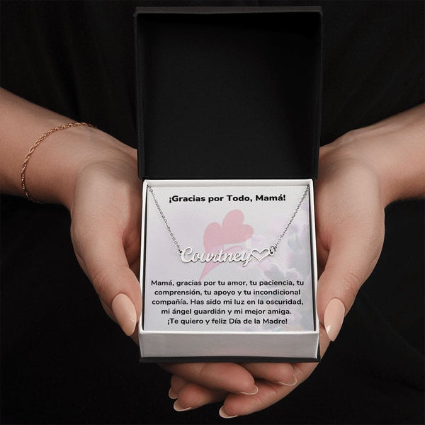¡Gracias por Todo, Mamá! - Collar Personalizado Con Nombre Corazón - Mamá Jewelry/NameNecklaceHeart ShineOn Fulfillment Acero inoxidable pulido Standard Box 