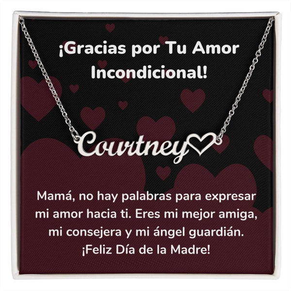 ¡Gracias por Tu Amor Incondicional! - Collar Personalizado Con Nombre Corazón - Mamá Jewelry/NameNecklaceHeart ShineOn Fulfillment 