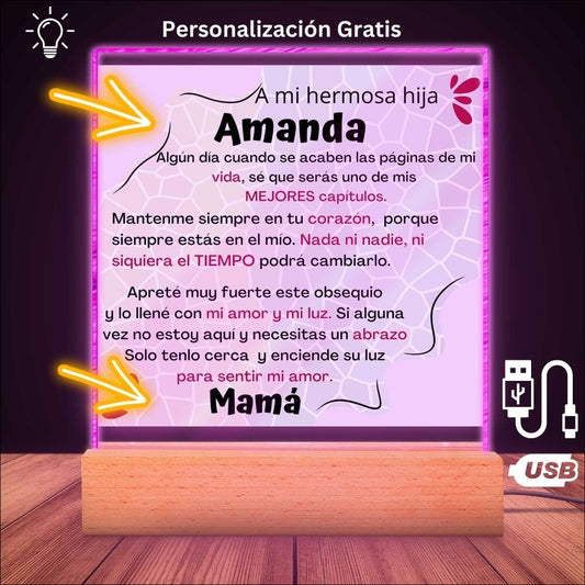 Lámpara Acrílica Personalizada: Luz de Amor Eterno, con Mensaje Grabado, un Regalo Sentimental para tu Hija Acrylic/Square