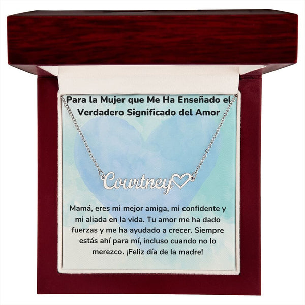 Para la Mujer que Me Ha Enseñado el Verdadero Significado del Amor - Collar Personalizado Con Nombre Corazón - Mamá Jewelry/NameNecklaceHeart ShineOn Fulfillment 
