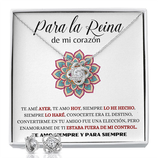 Para la Reina de mi corazón - Collar Love Knot con Aretes Jewelry/LoveKnot