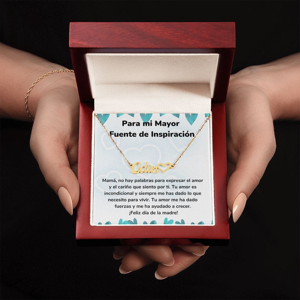 Para mi Mayor Fuente de Inspiración - Collar Personalizado Con Nombre Corazón - Mamá Jewelry/NameNecklaceHeart <p>Acabado en Oro Amarillo de 18 quilates</p> Luxury Box