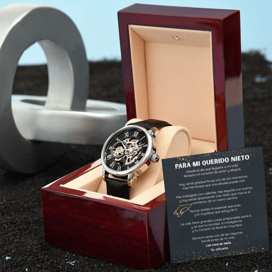 Para Mi Querido Nieto – Reloj de Graduación con Mensaje de Abuela | Un Regalo para Recordarte lo Orgullosa que Estoy de Ti Jewelry/Watch