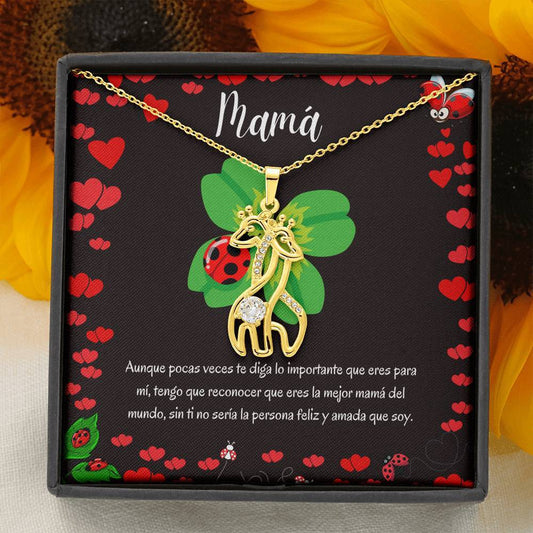 Regalo para dar a Mamá - Collar 2 Jirafas. Personaliza y escribe su nombre o como le dices, Porque ella se merece TODO Jewelry 18K Acabado Oro Amarillo