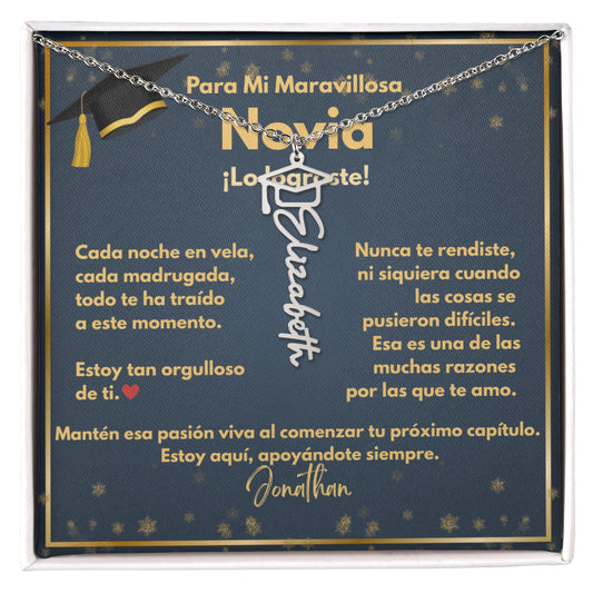Un Regalo para Atesorar - Collar de Graduación para Novia con Tarjeta de Mensaje Jewelry/NameNecklace Acero inoxidable pulido Caja estándar incluida