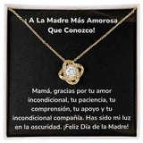 ¡ A La Madre Más Amorosa Que Conozco! Collar Para Mamá Nudo de Amor (LoveKnot) Jewelry ShineOn Fulfillment Acabado en Oro Amarillo de 18 quilates Cajita Estándar (GRATIS) 