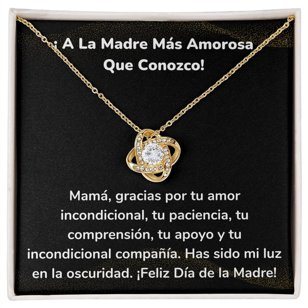 ¡ A La Madre Más Amorosa Que Conozco! Collar Para Mamá Nudo de Amor (LoveKnot) Jewelry ShineOn Fulfillment Acabado en Oro Amarillo de 18 quilates Cajita Estándar (GRATIS) 