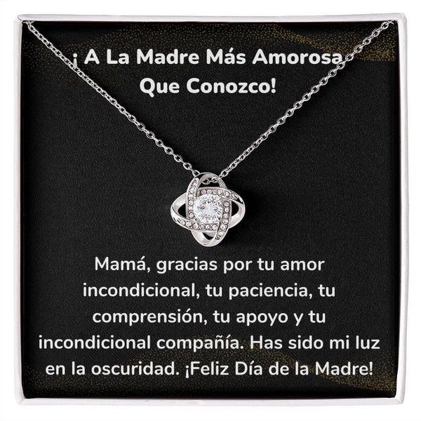 ¡ A La Madre Más Amorosa Que Conozco! Collar Para Mamá Nudo de Amor (LoveKnot) Jewelry/LoveKnot Acabado en oro blanco de 14 k Cajita Estándar (GRATIS) 
