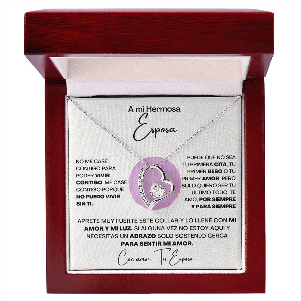 A Mi Hermosa Esposa - Collar Pendiente Forever Love (Amor Por Siempre) 2 Jewelry/ForeverLove Acabado en oro blanco de 14 k Luxury Box 