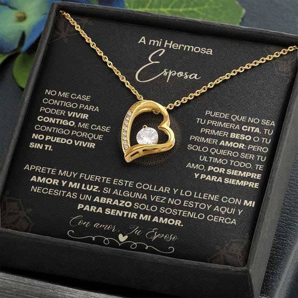A Mi Hermosa Esposa - Collar Pendiente Forever Love (Amor Por Siempre) Jewelry/ForeverLove Acabado en Oro Amarillo de 18 quilates Caja Estándard (GRATIS) 