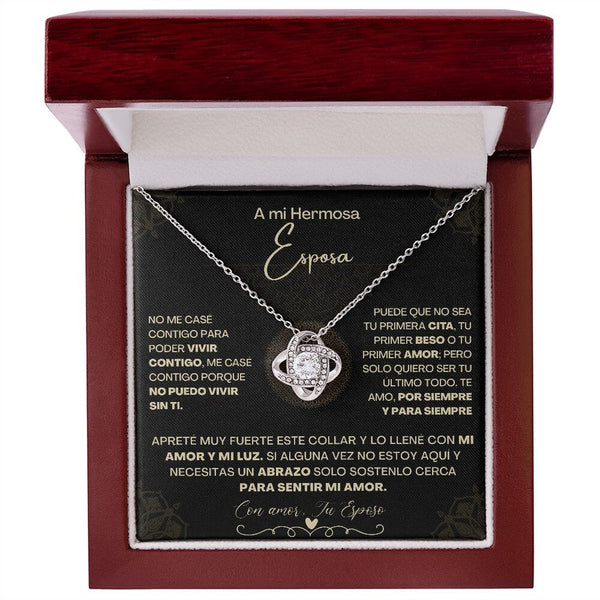 A Mi Hermosa Esposa - Collar Pendiente Love Knot (Nudo de Amor) Jewelry ShineOn Fulfillment Acabado en oro blanco de 14 k Luxury Box 