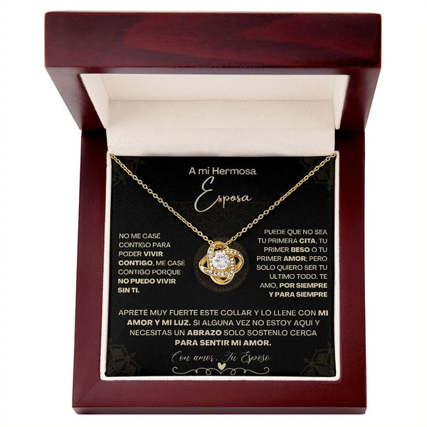 A Mi Hermosa Esposa - Collar Pendiente Love Knot (Nudo de Amor) Jewelry ShineOn Fulfillment <p>Acabado en Oro Amarillo de 18 quilates.</p> Luxury Box 