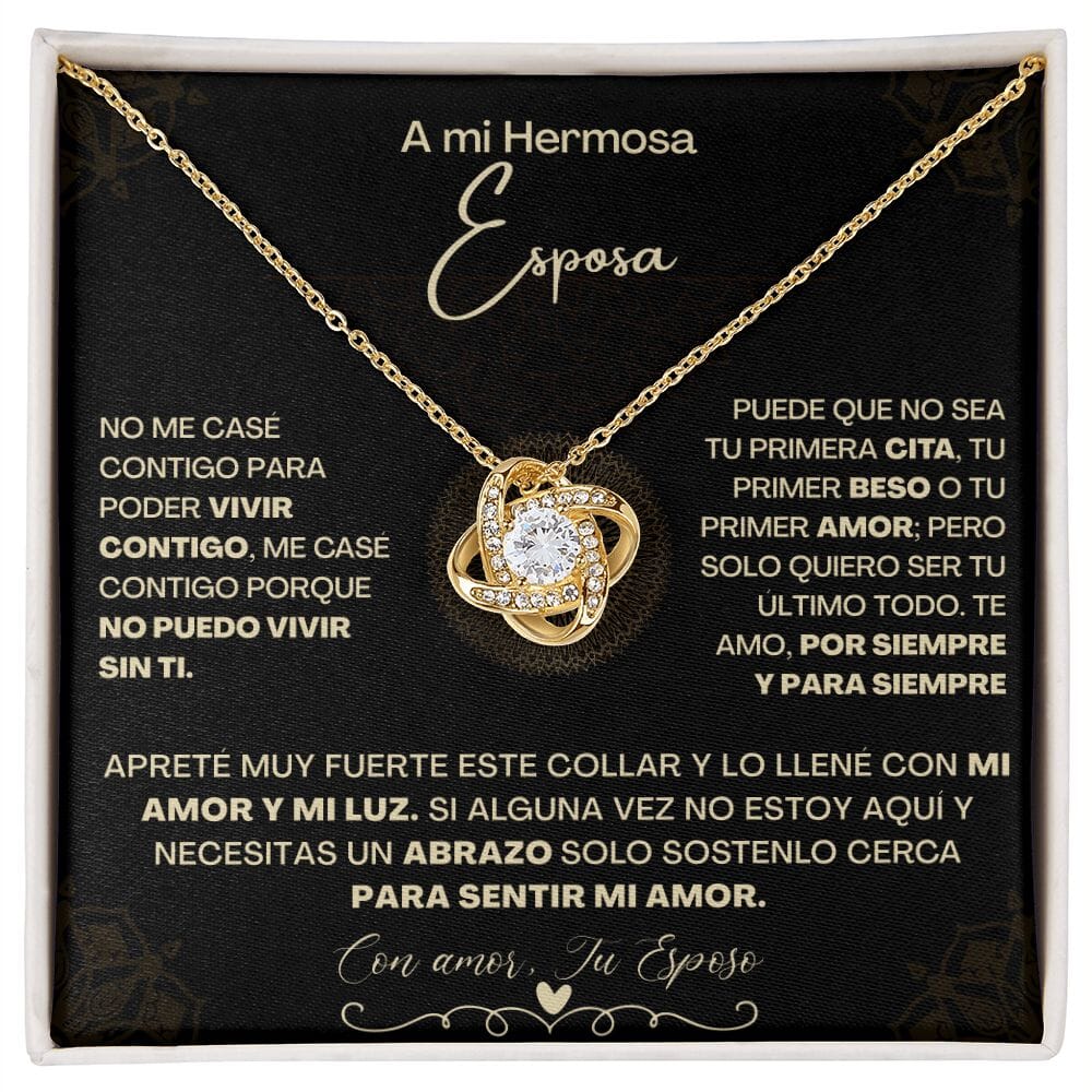 A Mi Hermosa Esposa - Collar Pendiente Love Knot (Nudo de Amor) Jewelry/LoveKnot Acabado en Oro Amarillo de 18 quilates Caja Estándard (GRATIS) 