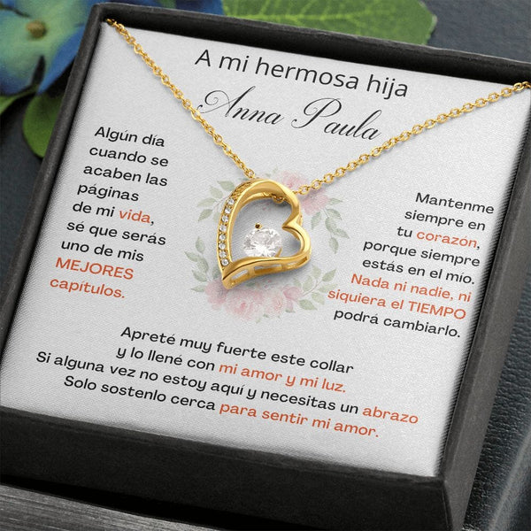 A Mi Hermosa Hija Personalizado- SÉ QUE SERÁS UNO DE MIS MEJORES CAPÍTULOS - Collar Forever Love -Amor por siempre Jewelry/ForeverLove Acabado en Oro Amarillo de 18 quilates. Cajita Estándard (GRATIS) 