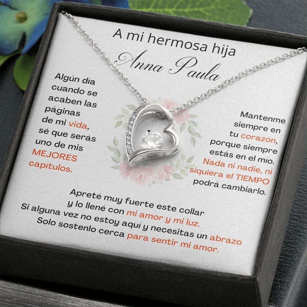 A Mi Hermosa Hija Personalizado- SÉ QUE SERÁS UNO DE MIS MEJORES CAPÍTULOS - Collar Forever Love -Amor por siempre Jewelry/ForeverLove Acabado en oro blanco de 14 k Cajita Estándard (GRATIS) 