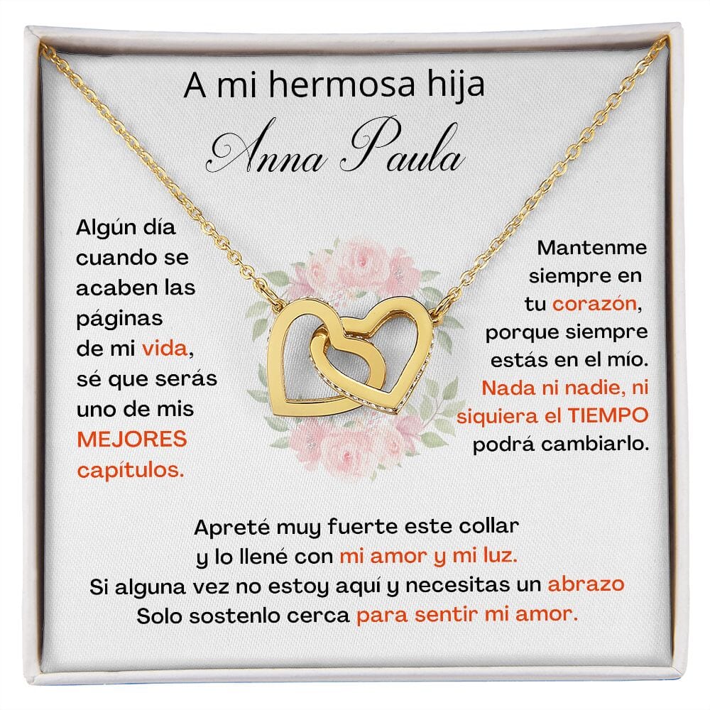 A Mi Hermosa Hija Personalizado- SÉ QUE SERÁS UNO DE MIS MEJORES CAPÍTULOS - Corazones Entrelazados Jewelry/InterlockingHearts Acabado en Oro Amarillo de 18 quilates Cajita Estándard (GRATIS) 