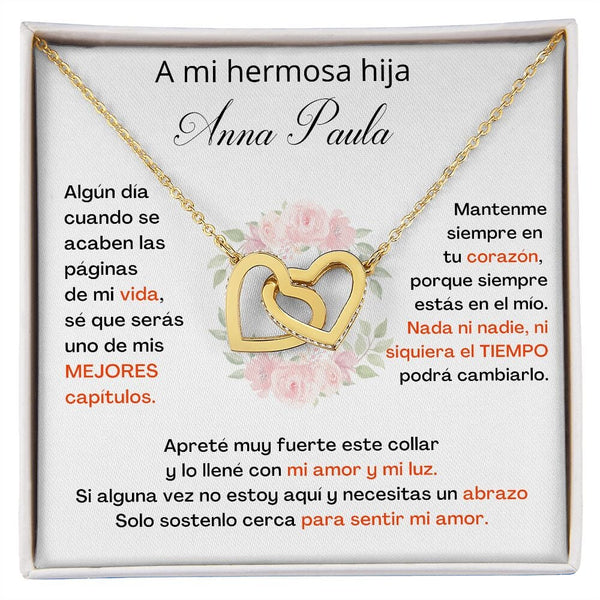 A Mi Hermosa Hija Personalizado- SÉ QUE SERÁS UNO DE MIS MEJORES CAPÍTULOS - Corazones Entrelazados Jewelry/InterlockingHearts Acabado en Oro Amarillo de 18 quilates Cajita Estándard (GRATIS) 