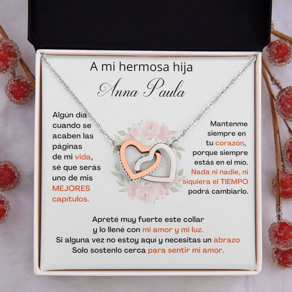 A Mi Hermosa Hija Personalizado- SÉ QUE SERÁS UNO DE MIS MEJORES CAPÍTULOS - Corazones Entrelazados Jewelry/InterlockingHearts Acero Inoxidable Pulido &amp; Acabado en Oro Rosa Cajita Estándard (GRATIS) 