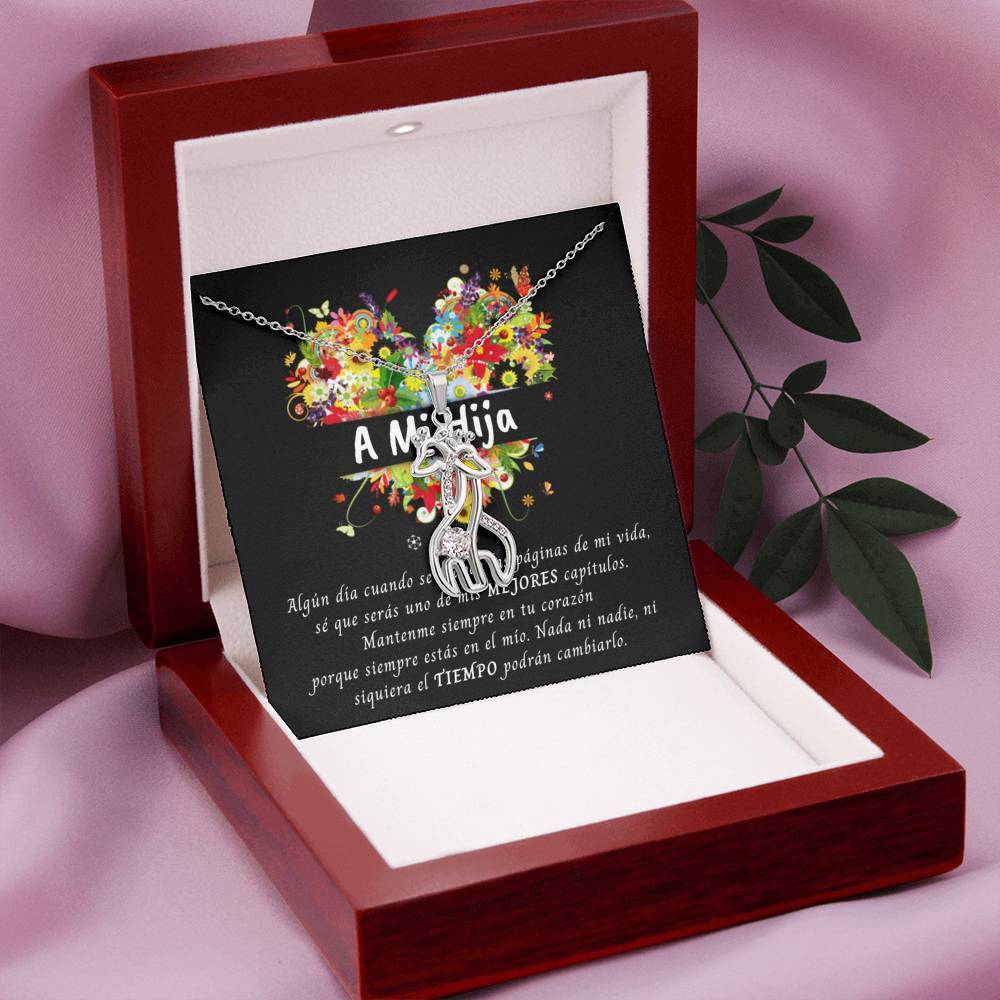 A mi Hija - Collar de Dos Jirafas - Escoge el Acabado: Oro Blanco u Oro Amarillo Jewelry 14K White Gold Finish Luxury Box 