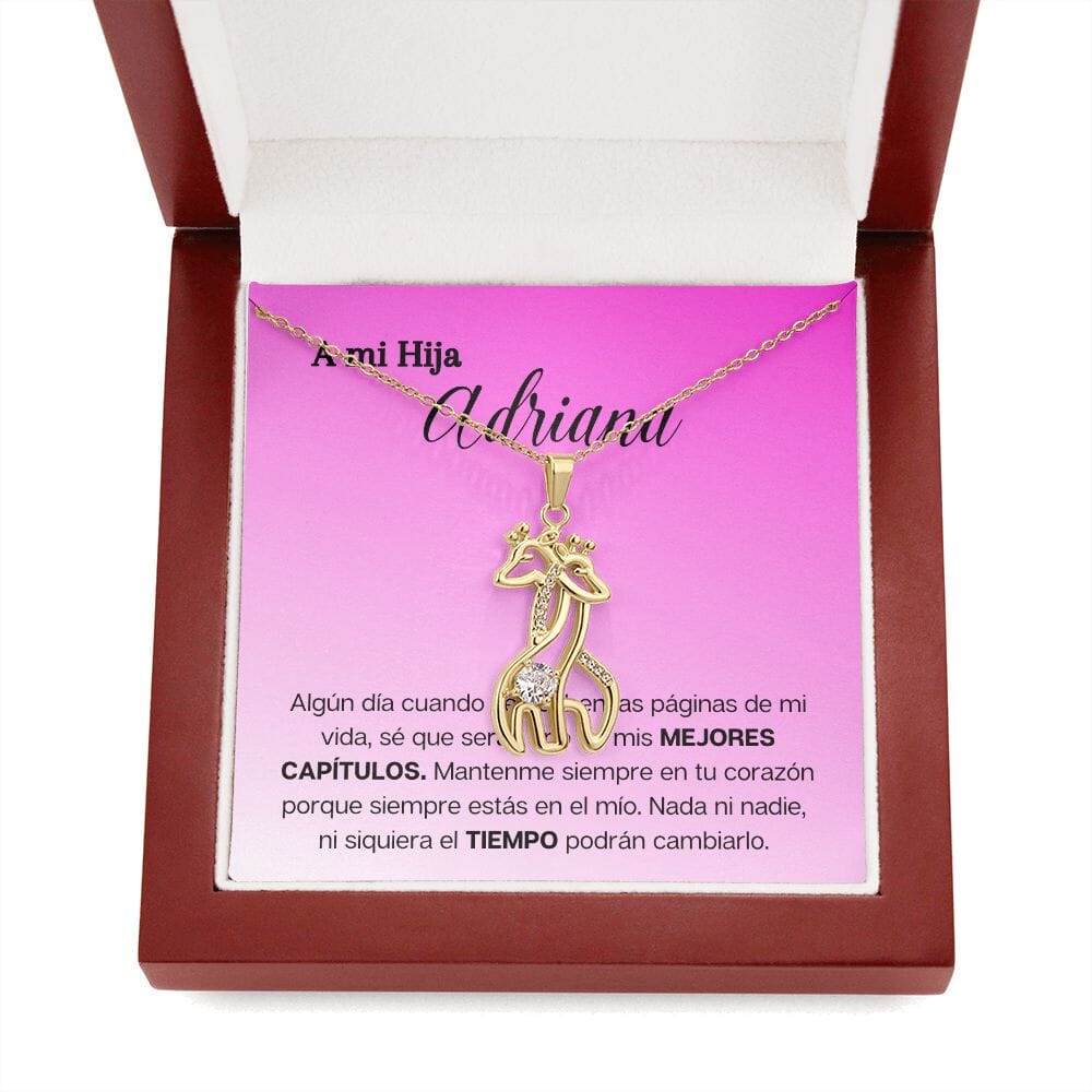 A mi hija - Los mejores capítulos de mi vida - Collar 2 Jirafas - Tarjeta personalizada Jewelry ShineOn Fulfillment 18K Yellow Gold Finish Standard Box 