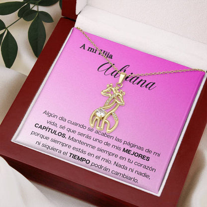 A mi hija - Los mejores capítulos de mi vida - Collar 2 Jirafas - Tarjeta personalizada Jewelry 18K Yellow Gold Finish Luxury Box 