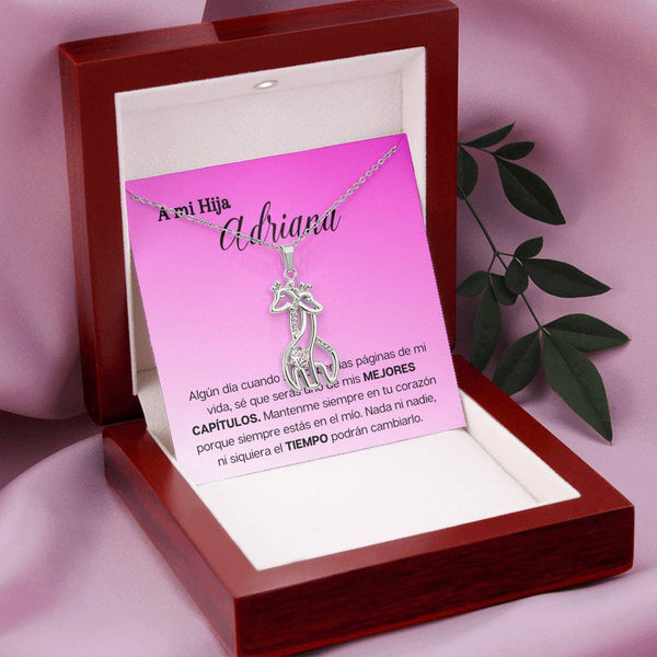 A mi hija - Los mejores capítulos de mi vida - Collar 2 Jirafas - Tarjeta personalizada Jewelry 14K White Gold Finish Luxury Box 