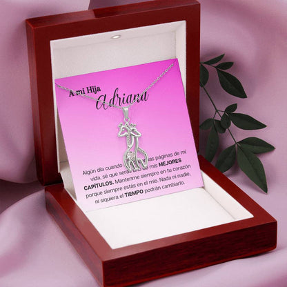 A mi hija - Los mejores capítulos de mi vida - Collar 2 Jirafas - Tarjeta personalizada Jewelry 14K White Gold Finish Luxury Box 