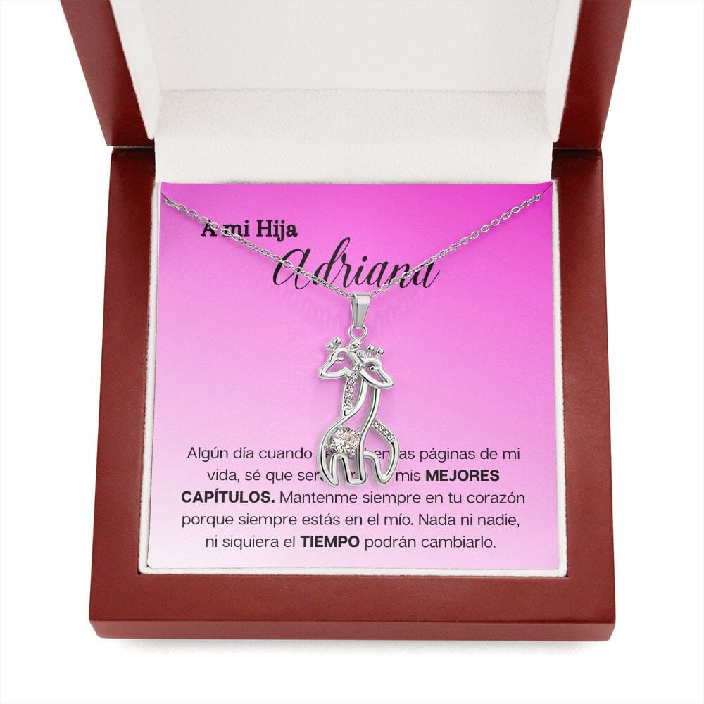 A mi hija - Los mejores capítulos de mi vida - Collar 2 Jirafas - Tarjeta personalizada Jewelry 14K White Gold Finish Standard Box 