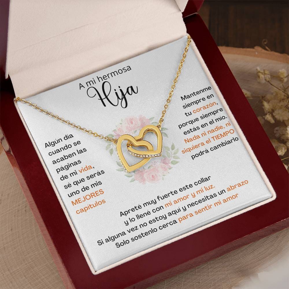 A Mi Hija - SÉ QUE SERÁS UNO DE MIS MEJORES CAPÍTULOS - Corazones Entrelazados Acabado en oro de 18k Jewelry 