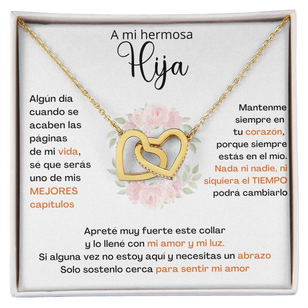 A Mi Hija - SÉ QUE SERÁS UNO DE MIS MEJORES CAPÍTULOS - Corazones Entrelazados Acabado en oro de 18k Jewelry 