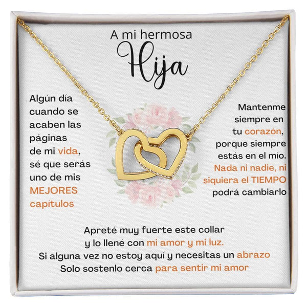 A Mi Hija - SÉ QUE SERÁS UNO DE MIS MEJORES CAPÍTULOS - Corazones Entrelazados Acabado en oro de 18k Jewelry 