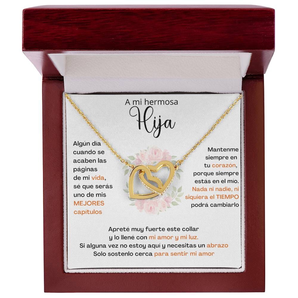 A Mi Hija - SÉ QUE SERÁS UNO DE MIS MEJORES CAPÍTULOS - Corazones Entrelazados Acabado en oro de 18k Jewelry 