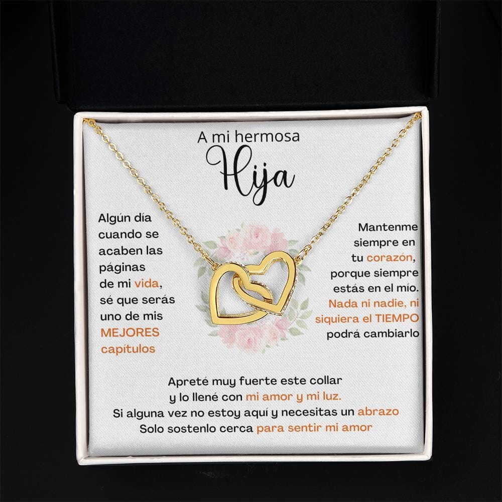 A Mi Hija - SÉ QUE SERÁS UNO DE MIS MEJORES CAPÍTULOS - Corazones Entrelazados Acabado en oro de 18k Jewelry 