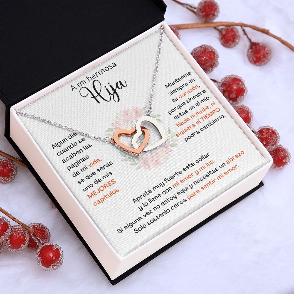 A Mi Hija - SÉ QUE SERÁS UNO DE MIS MEJORES CAPÍTULOS - Corazones Entrelazados Jewelry/InterlockingHearts Acero Inoxidable Pulido &amp; Acabado en Oro Rosa. Cajita Estándard (GRATIS) 