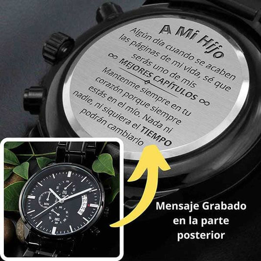 A mi hijo Amado - Los mejores capítulos de mi vida - Reloj cronógrafo Negro Jewelry/Watch Cajita de regalo Estandard 