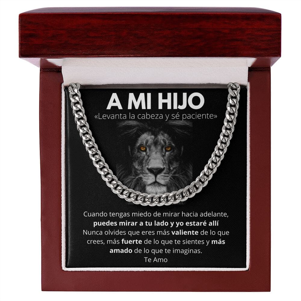 A Mi Hijo - Levanta la Cabeza y sé paciente.- Cadena Cubana Jewelry/CubanLink Stainless Steel Cuban Link Chain Luxury Box 