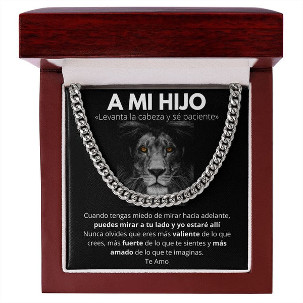 A Mi Hijo - Levanta la Cabeza y sé paciente.- Cadena Cubana Jewelry/CubanLink Stainless Steel Cuban Link Chain Luxury Box 