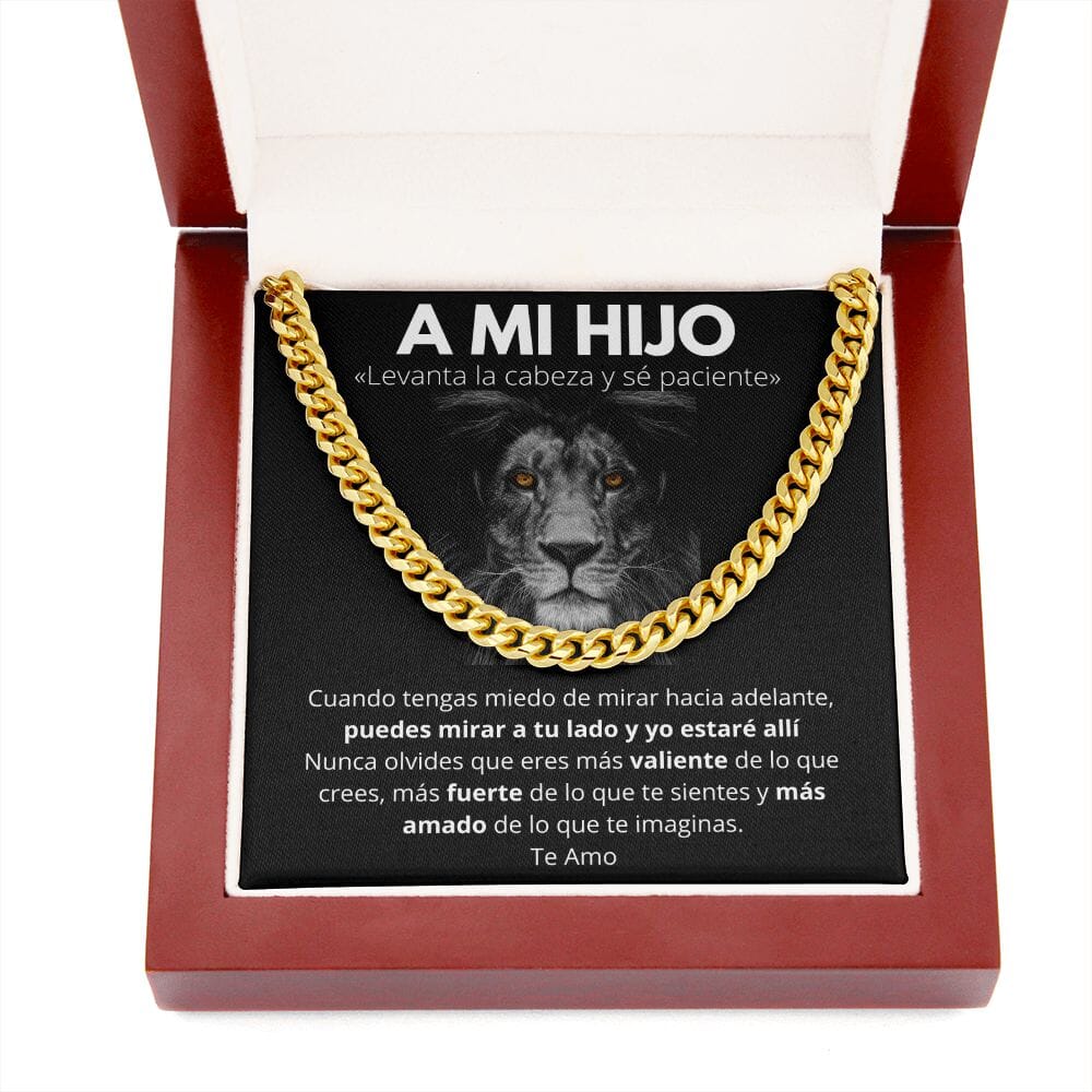 A Mi Hijo - Levanta la Cabeza y sé paciente.- Cadena Cubana Jewelry/CubanLink ShineOn Fulfillment 14K Gold Over Stainless Steel Cuban Link Chain Luxury Box 