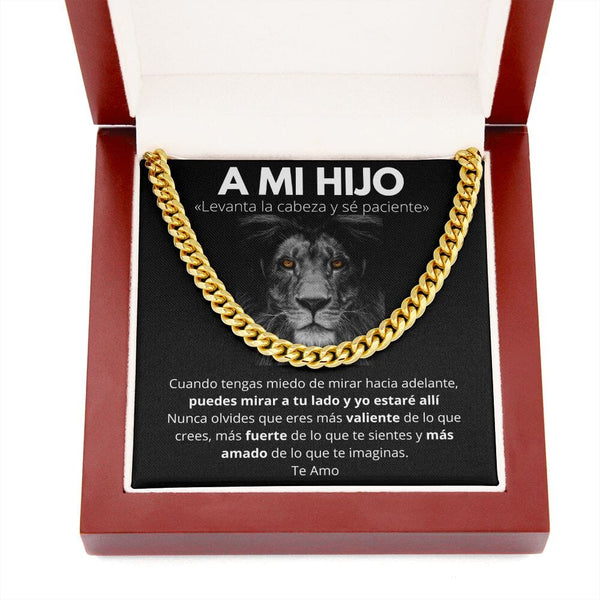 A Mi Hijo - Levanta la Cabeza y sé paciente.- Cadena Cubana Jewelry/CubanLink 14K Gold Over Stainless Steel Cuban Link Chain Luxury Box 