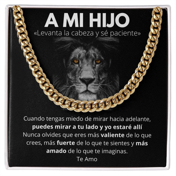 A Mi Hijo - Levanta la Cabeza y sé paciente.- Cadena Cubana Jewelry/CubanLink 14K Gold Over Stainless Steel Cuban Link Chain Standard Box 