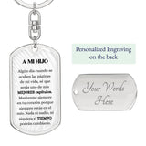 A MI HIJO - Los mejores capítulos de mi vida - Llavero con placa de identificación gráfica Jewelry ShineOn Fulfillment Dog Tag with Swivel Keychain (Steel) Yes 